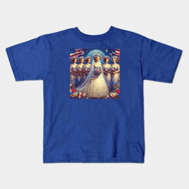 July 4th Bride & Bridesmaids Kids T-Shirt by EverBride